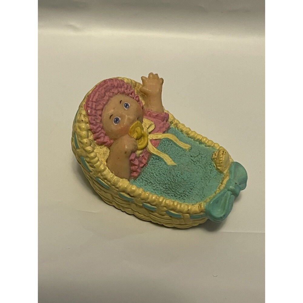 Cabbage Patch Kids Baby In Bassinet PVC Figure 1985 Vintage